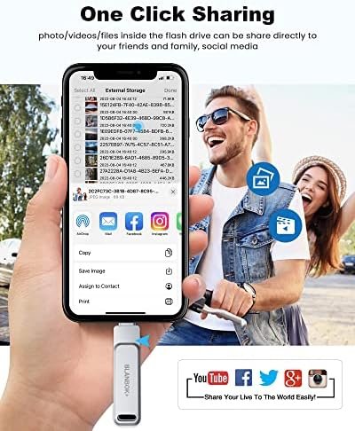 MFi Certified 128GB Flash Drive for iPhone/USB/USB C/,3-in-1 USB Stick 4