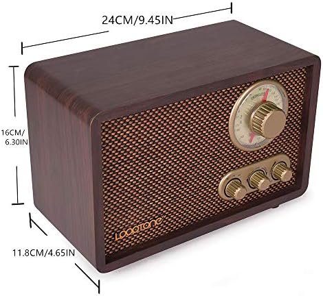 LoopTone FM AM Radio Retro Wood Radio with Bluetooth Play Mp3 5