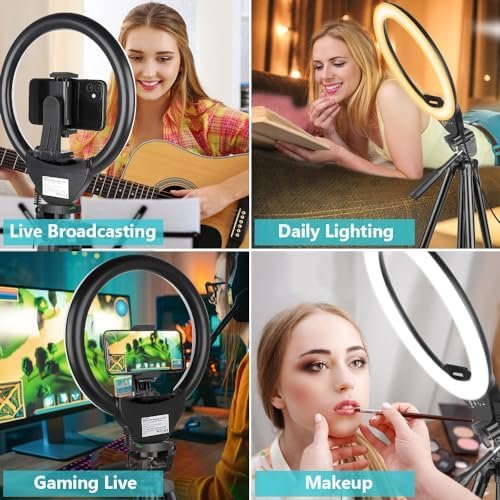 Sensyne 10” Ring Light with 50” Extendable Tripod Stand, LED Circle Lights 3
