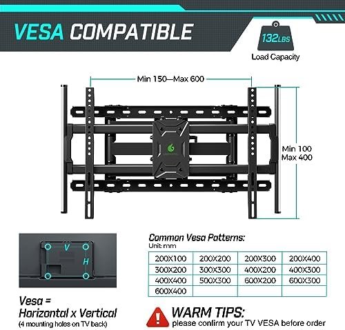 Greenstell TV Mount with LED Lights, TV Wall Mount for 47-84 Inch TVs, Full 6