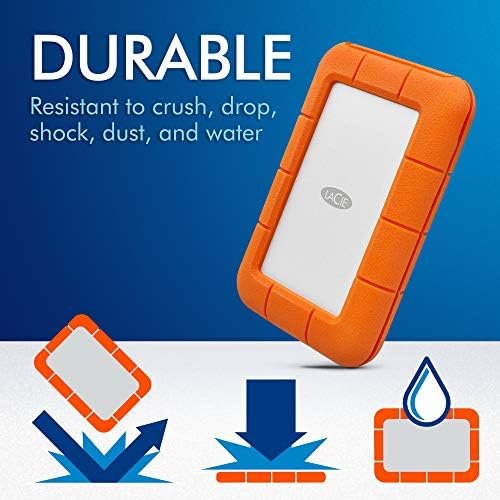 LaCie Rugged Mini 2TB External Hard Drive Portable HDD – USB 3.0/ 2.0 3