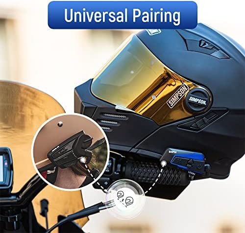 LEXIN Motorcycle Bluetooth Headset with Music Sharing, 2pcs B4FM 10 Riders 6