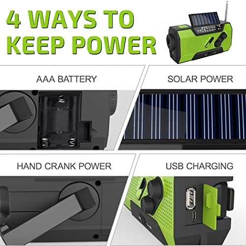 Emergency Crank Weather Radio, AM/FM/NOAA Hand Crank Portable Solar Radio 5