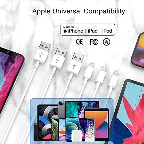 iPhone Charger Cord Lightning Cable [MFi Certified] 6ft/6ft/10ft 3 Pack Apple 7