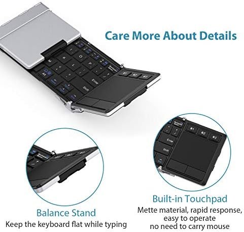 Foldable Keyboard Bluetooth, iClever BK08 Folding Keyboard with Touchpad 3
