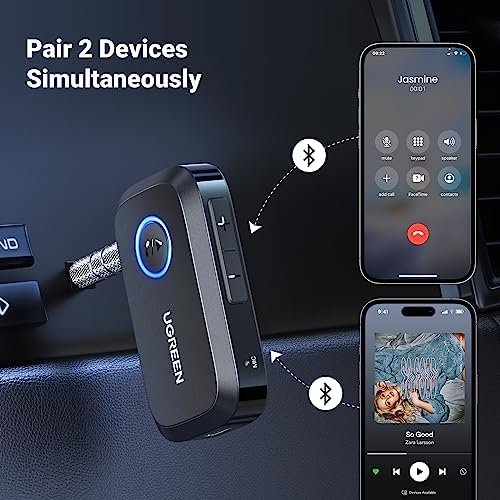 UGREEN 5.3 Aux Bluetooth Adapter for Car, [Greater Connection] 3.5mm 7