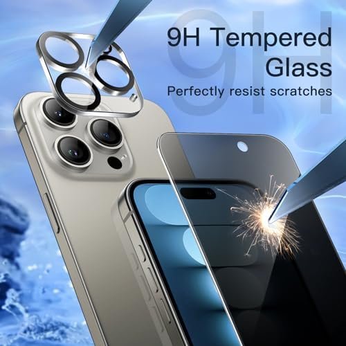JETech Privacy Screen Protector for iPhone 15 Pro Max 6.7-Inch with Camera Lens 6