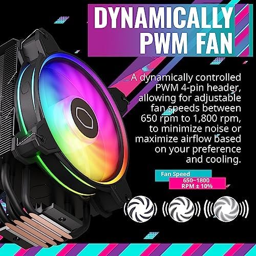 Cooler Master Hyper 212 Halo Black CPU Air Cooler, MF120 Halo² Fan, Dual Loop 10