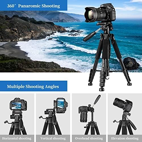 Tripod Camera Tripods, 74″ Tripod for Camera Cell Phone Video Photography, Heavy 5