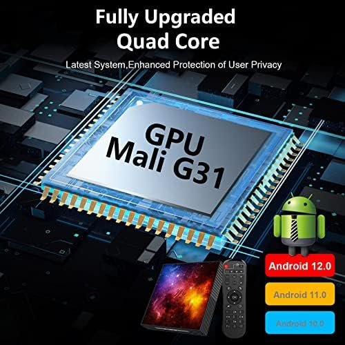 Android TV Box 4GB RAM 128GB ROM Upgraded W2 Mali-G31 2.4G/5G Dual WiFi 3