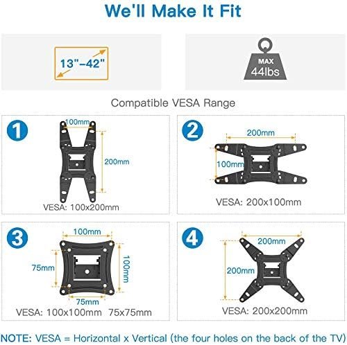 Full Motion TV Monitor Wall Mount Bracket Articulating Arms Swivel Tilt 4