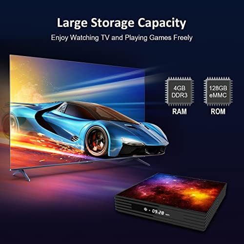Android TV Box 4GB RAM 128GB ROM Upgraded W2 Mali-G31 2.4G/5G Dual WiFi 4