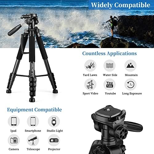 Tripod Camera Tripods, 74″ Tripod for Camera Cell Phone Video Photography, Heavy 4