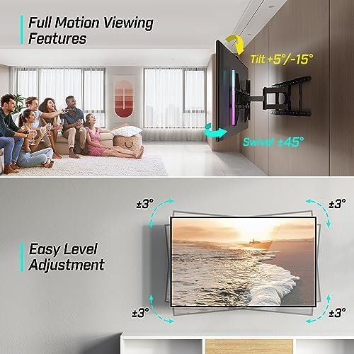 Greenstell TV Mount with LED Lights, TV Wall Mount for 47-84 Inch TVs, Full 5