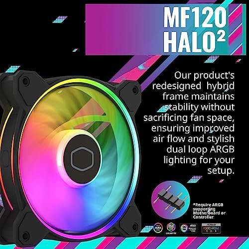 Cooler Master Hyper 212 Halo Black CPU Air Cooler, MF120 Halo² Fan, Dual Loop 3