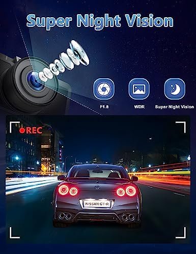 Dash Cam Front and Rear Camera, Otovoda 3Inch Screen WiFi Dash cam, 2.5K+1080P 5