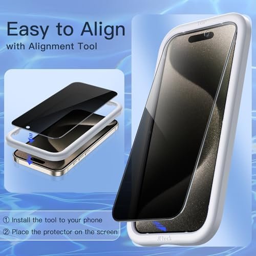 JETech Privacy Screen Protector for iPhone 15 Pro Max 6.7-Inch with Camera Lens 5