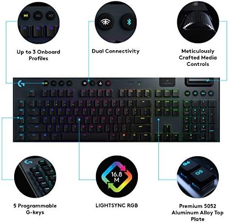 Logitech G915 Mechanical Gaming Keyboard, Low Profile GL Linear Key Switch 6