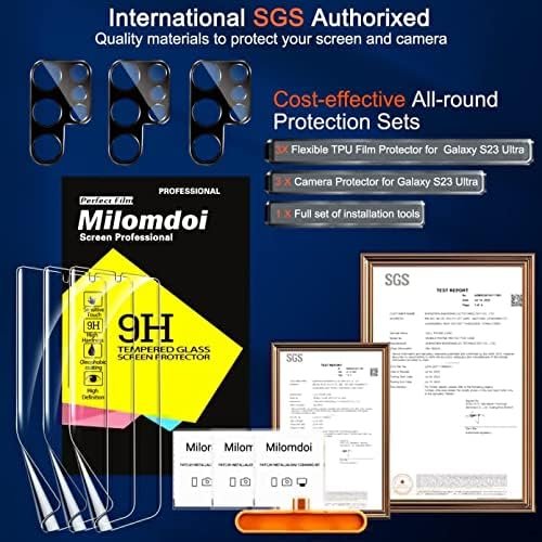 Milomdoi [3+3 Pack] for Samsung Galaxy S23 Ultra Screen Protector [Not Glass] 2