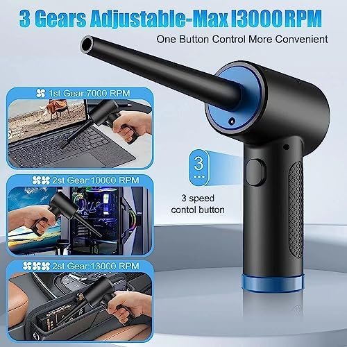 Compresed Air Duster, 65000RPM Electric Cordless Air Duster Keyboard Cleaner 2