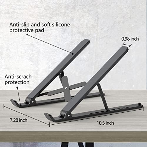 Tonmom Laptop Stand for Desk, Adjustable Riser ABS+Silicone Foldable 5