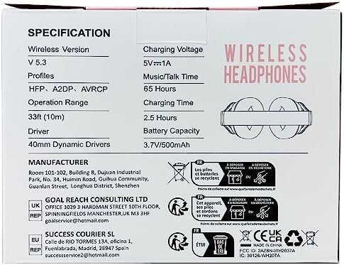 Glynzak Wireless Headphones Over Ear 65H Playtime HiFi Stereo Headset 11