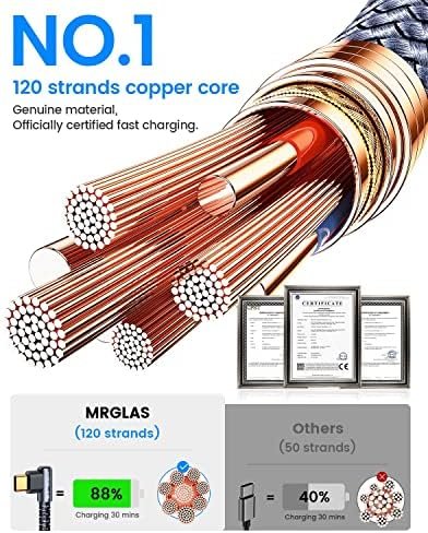 MRGLAS USB C Charger Cable 3.2A, [4-Pack,10+6.6+3.3+1.6FT] Type C Charger Fast 6