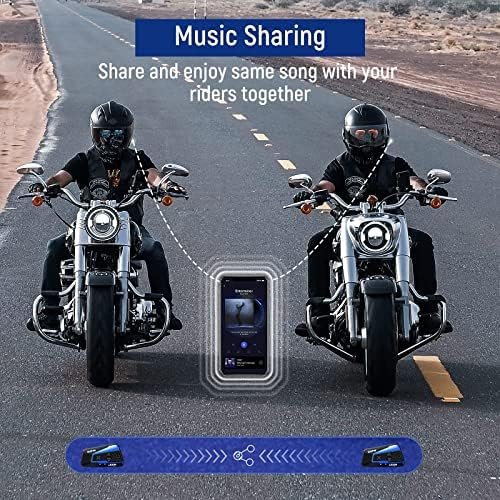 LEXIN Motorcycle Bluetooth Headset with Music Sharing, 2pcs B4FM 10 Riders 4