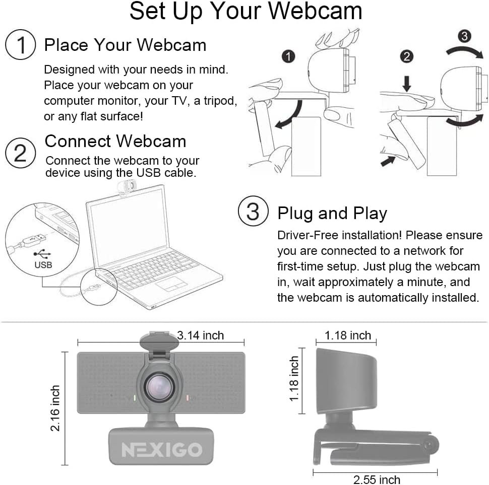NexiGo N60 1080P Webcam with Microphone, Adjustable FOV, Zoom, Software Control 6