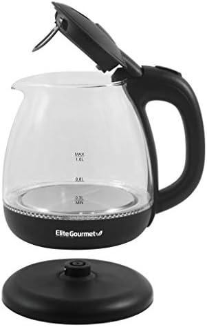 Elite Gourmet EKT1001B Electric BPA-Free Glass Kettle, Cordless 360° Base 6