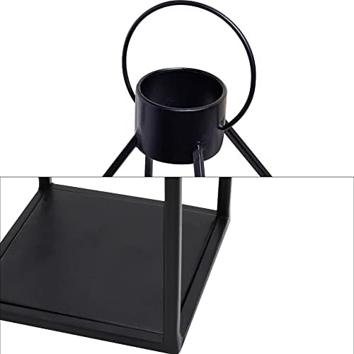 HPC Decor Modern Farmhouse Lantern Decor- Black Metal Candle Lanterns Living 5