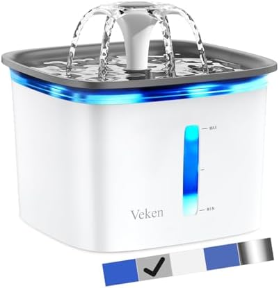 Veken 95oz/2.8L Pet Fountain, Automatic Cat Water Fountain Dog Water Dispenser