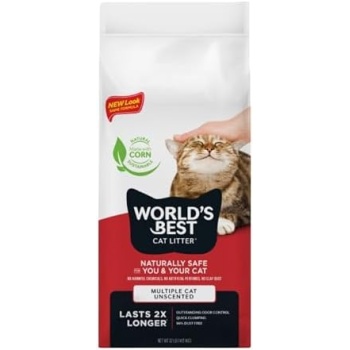 WORLD'S BEST CAT LITTER Multiple Cat Unscented, 32-Pounds - Natural Ingredients