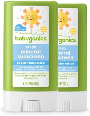 Babyganics SPF 50 Travel Size Baby Sunscreen Stick UVA UVB Protection