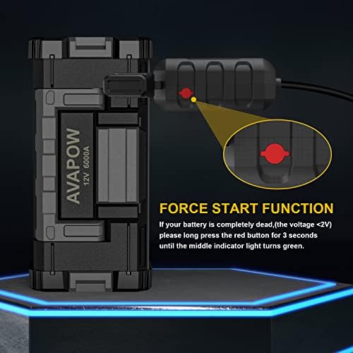 AVAPOW 6000A Car Battery Jump Starter(for All Gas or up to 12L Diesel) 4