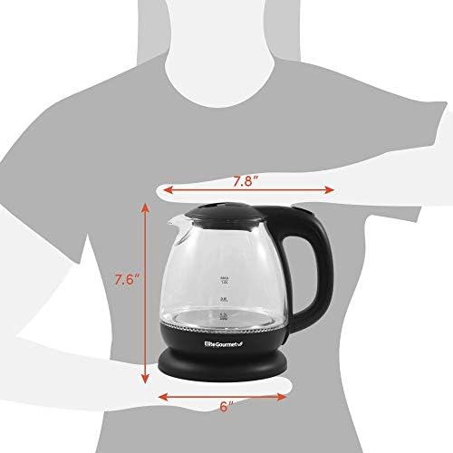 Elite Gourmet EKT1001B Electric BPA-Free Glass Kettle, Cordless 360° Base 7