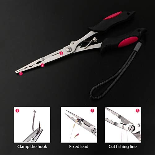 Fishing Pliers Stainless Steel Hook Remover Braid Cutter Rustproof Saltwater Split Ring 4