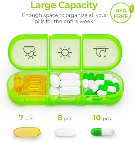 AUVON Weekly Pill Organizer 3 Times a Day, Large 7 Day Pill Box 3 Times a Day 3