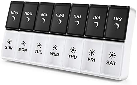 Large Pill Organizer 2 Times a Day, Weekly Box Per AM PM Case, Day Night