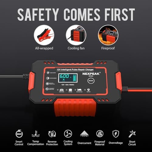 Car Battery Charger, 12V 6A Smart Battery Trickle Charger Automotive 12V Battery 4