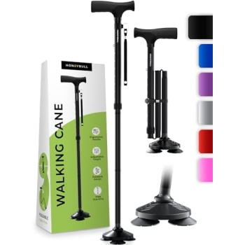 HONEYBULL Walking Cane for Men & Women - Foldable, Adjustable, Collapsible