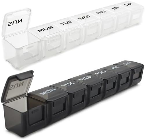 2 Pack Weekly Pill Organizer, Large 7 Day Pill Case, Daily Vitamin Case Medicine