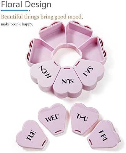 Cute Weekly Pill Box 7 Day, Heart Shaped Pill Case Organizer 1 time a Day 5