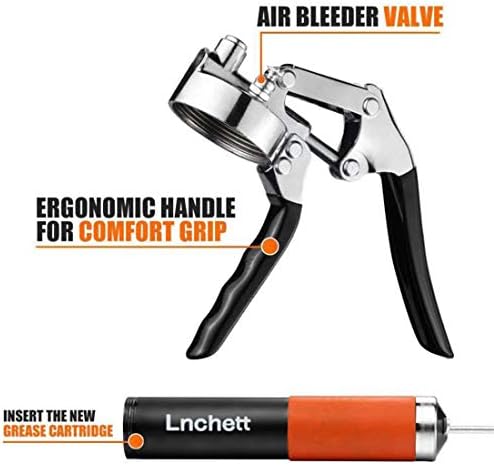 Lnchett Grease Gun with Towel, 9000 PSI Professional Heavy Duty 14 oz Pistol 5