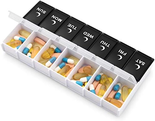 Large Pill Organizer 2 Times a Day, Weekly Box Per AM PM Case, Day Night 5