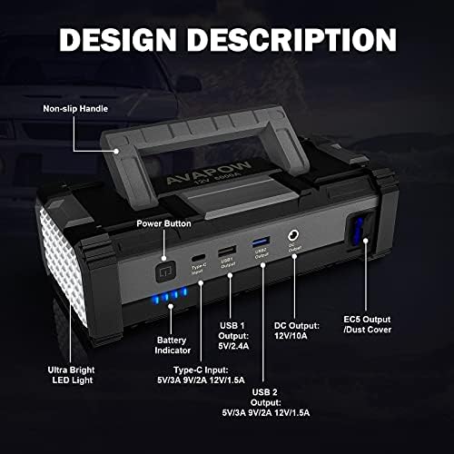 AVAPOW 6000A Car Battery Jump Starter(for All Gas or up to 12L Diesel) 2
