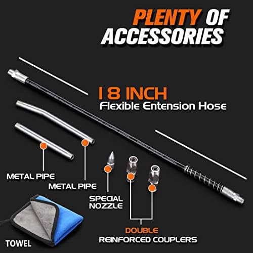 Lnchett Grease Gun with Towel, 9000 PSI Professional Heavy Duty 14 oz Pistol 3