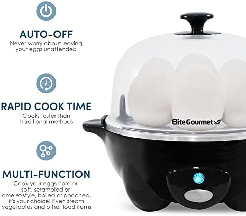 Elite Gourmet EGC-007B# Rapid Egg Cooker, 7 Easy-To-Peel, Hard, Medium 3