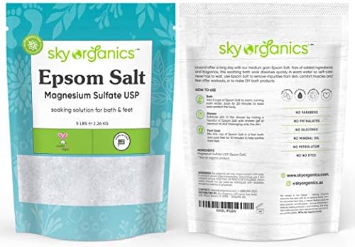 Sky Organics Epsom Salt – 100% Pure Magnesium Sulfate, USP Grade, Kosher 8