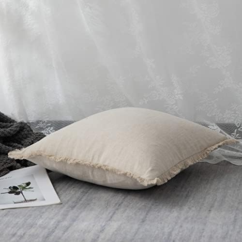Linen Fringed Throw Pillow Cover – Soft Cozy Boho Cushion Covers 5